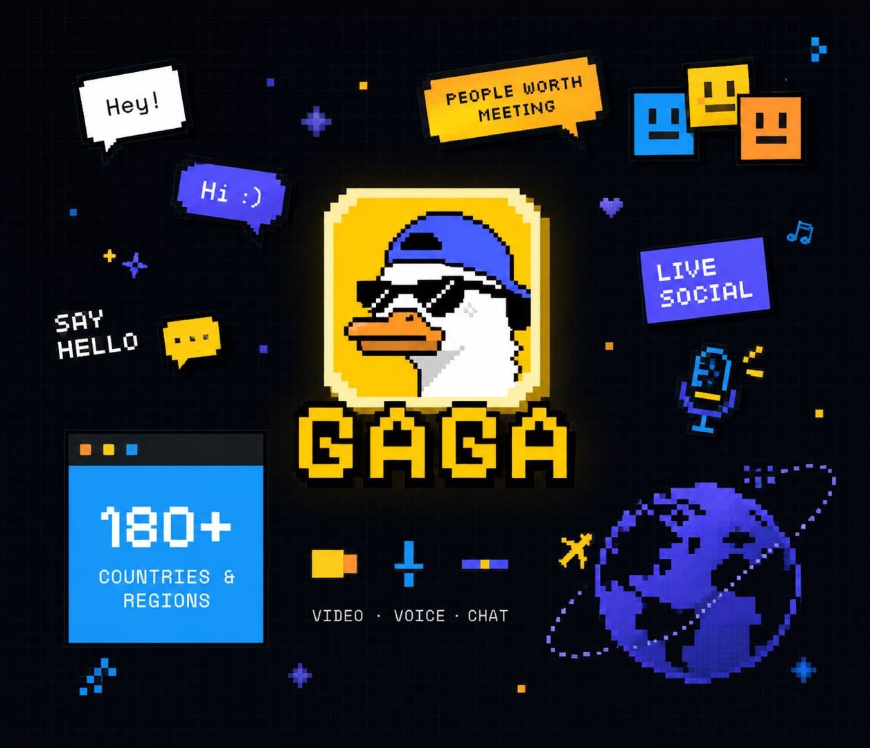 Gaga pixel brand art for live social matching